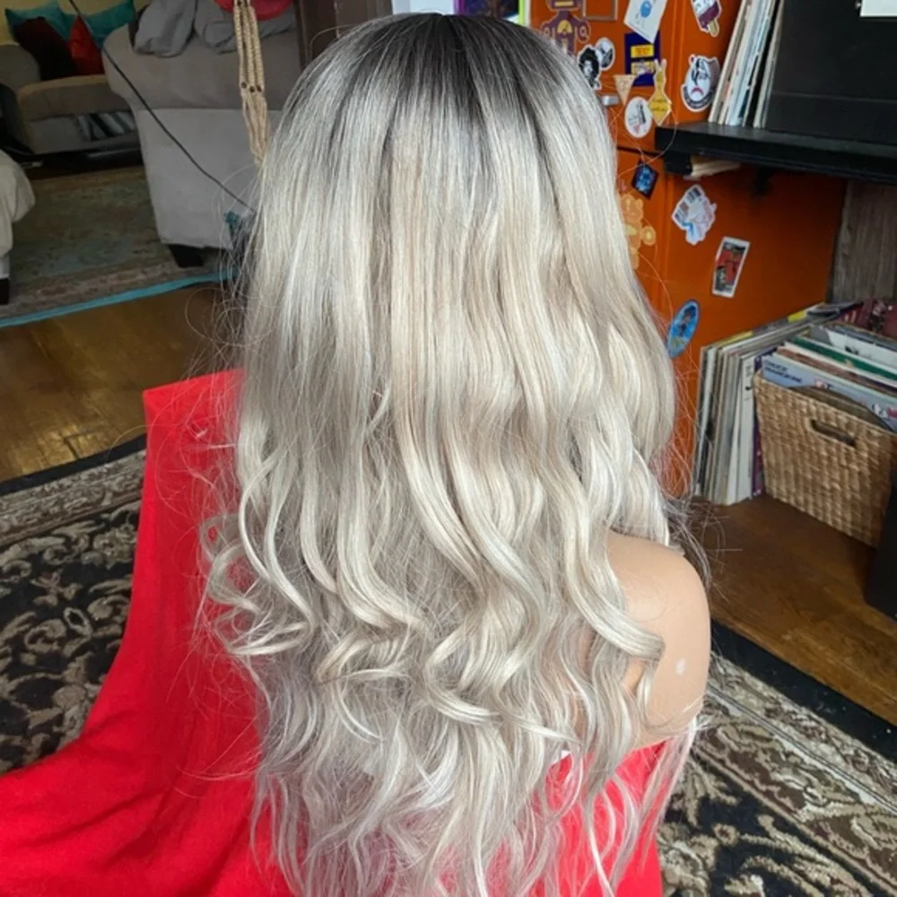 LAST ONE Ombre rooted blonde wig with bangs